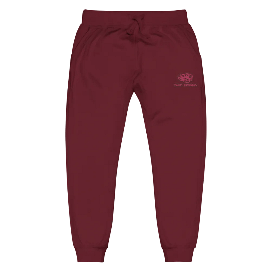 BUSY-BRAINED (rose design) embroidered fleece joggers product image (2)