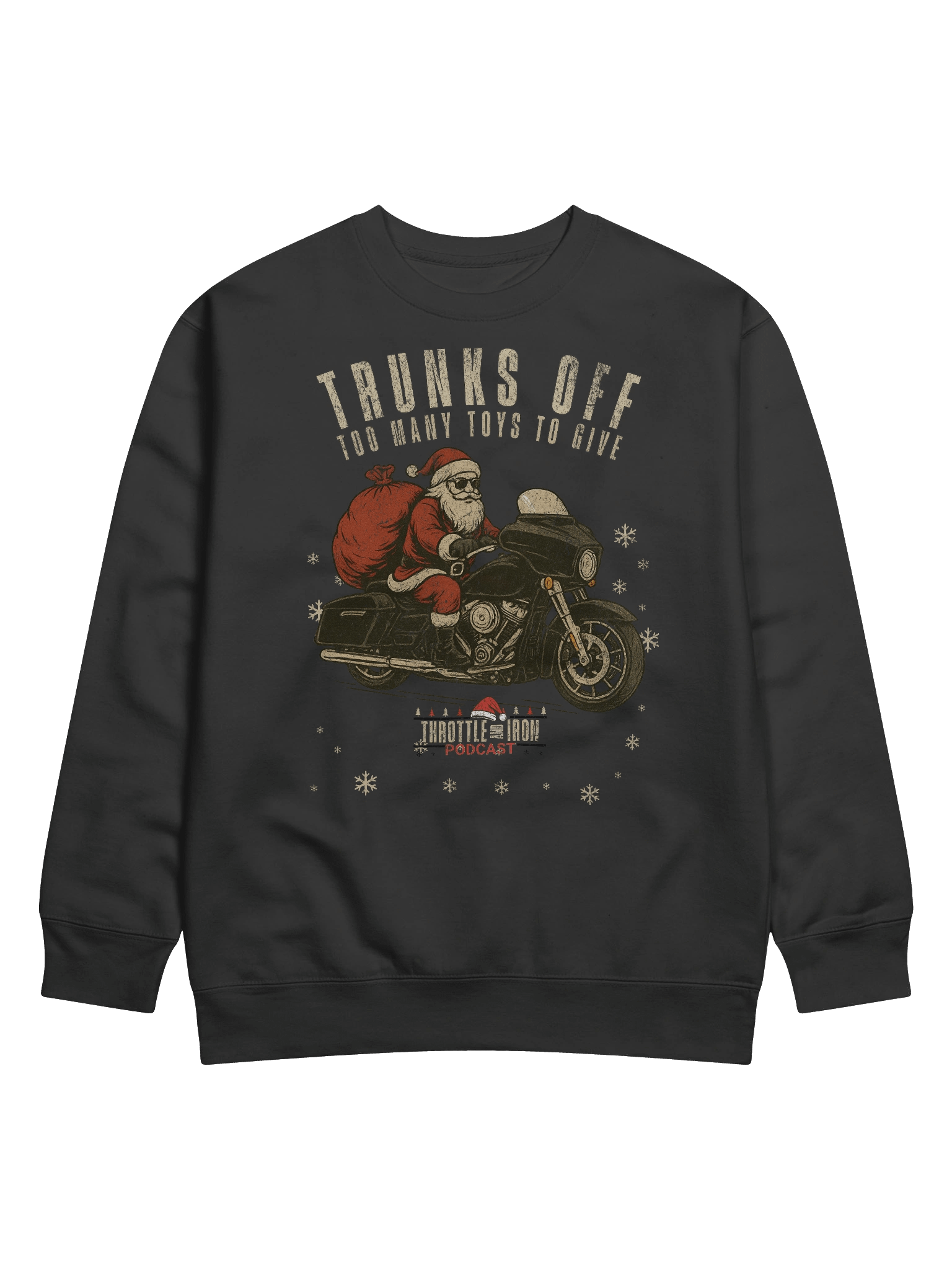 Throttle and Iron “Trunks Off” Christmas Sweatshirt (HD) product image (5)