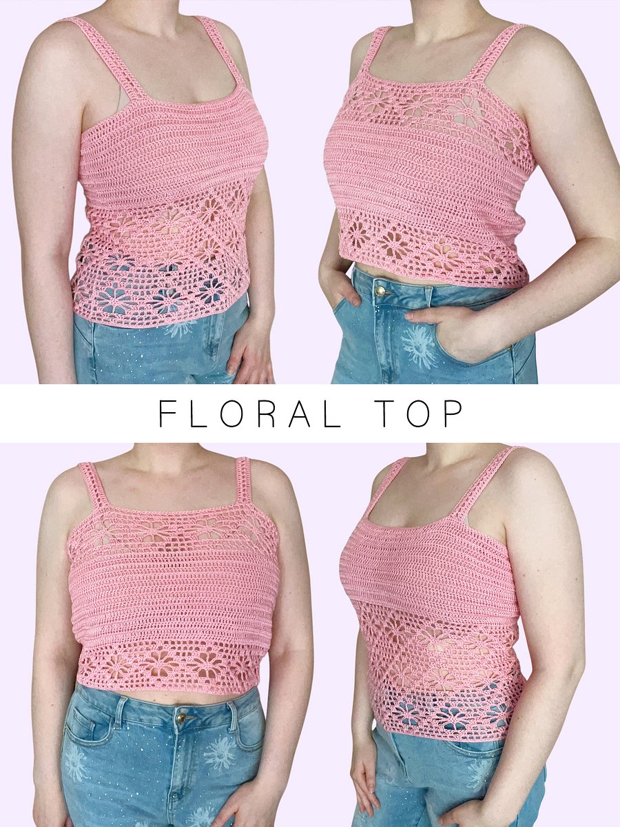Crochet Pattern: Floral Diamond Tank Top, Made to Measure product image (1)