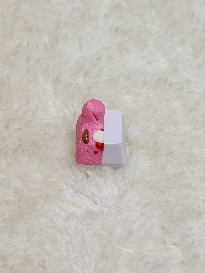 Pink on White Gloomy Bear Keycap product image (1)