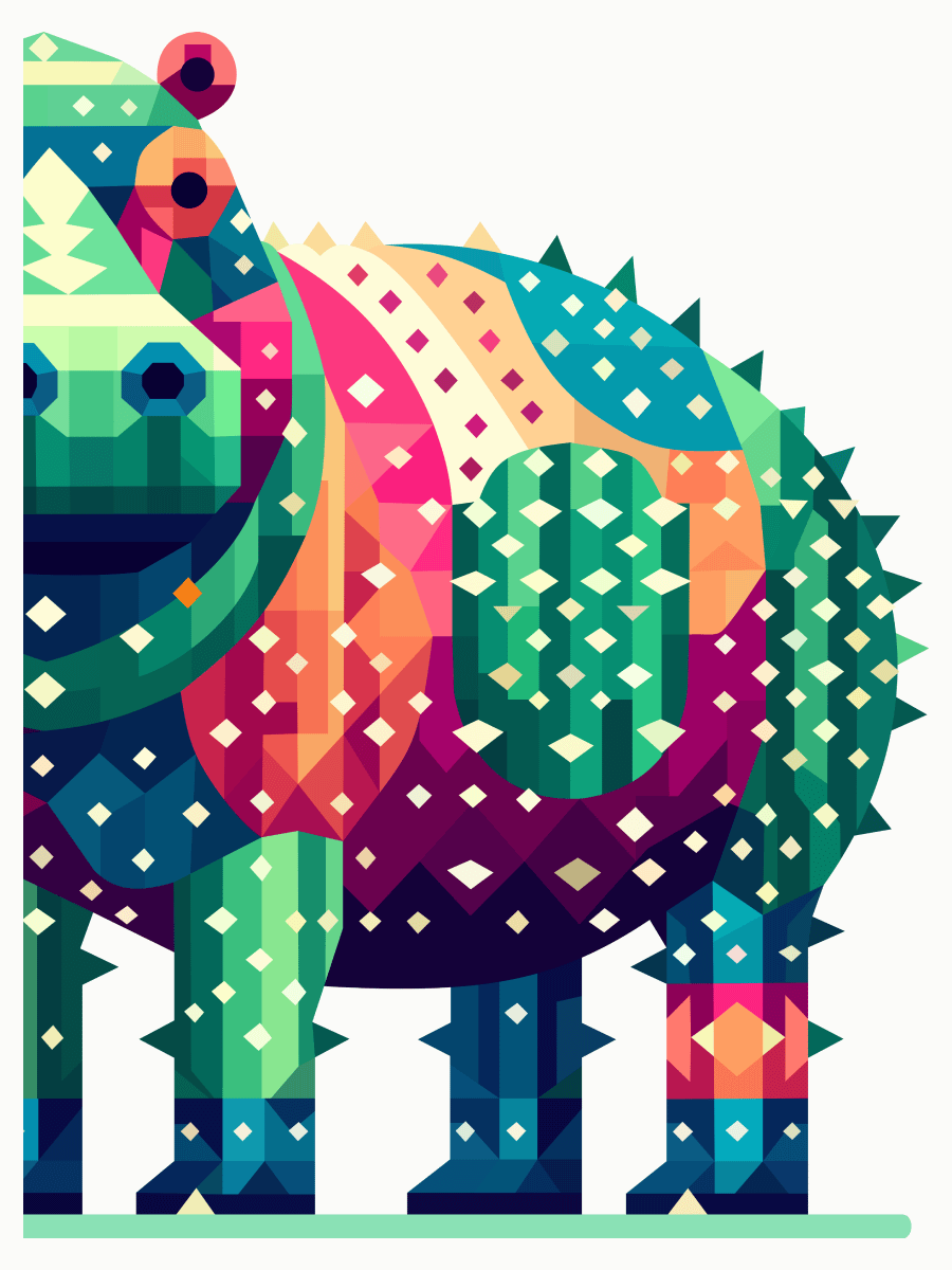 Free Geometric Hippo PNG Art - Transparent Background, Low Poly Animal Illustration product image (2)