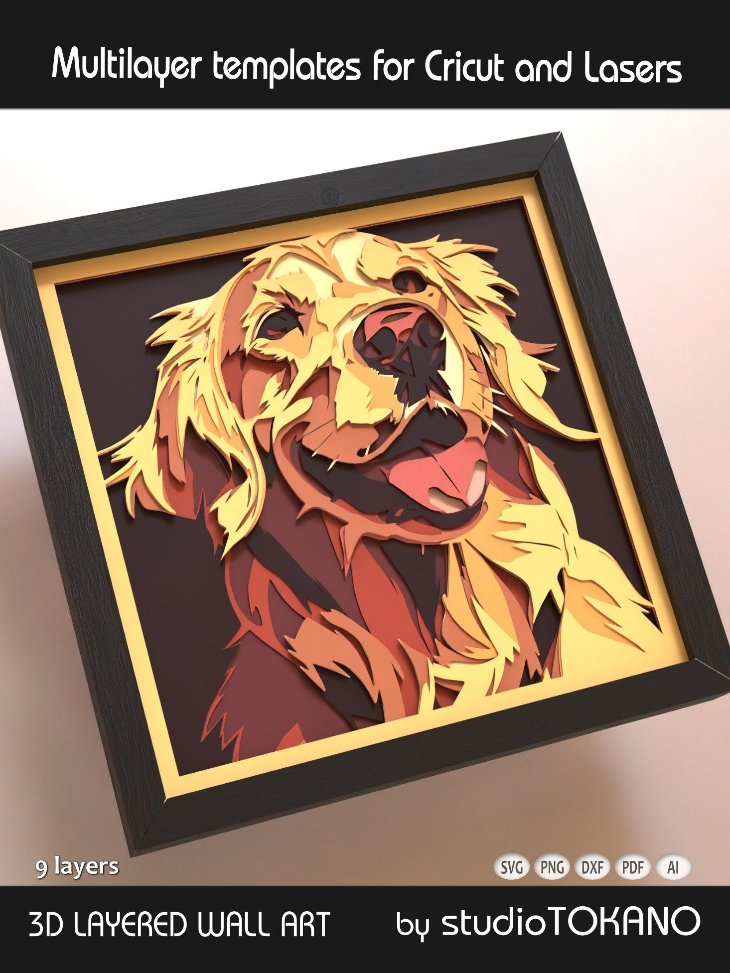 Golden Retriever Dog 3D Cardstock SVG product image (2)