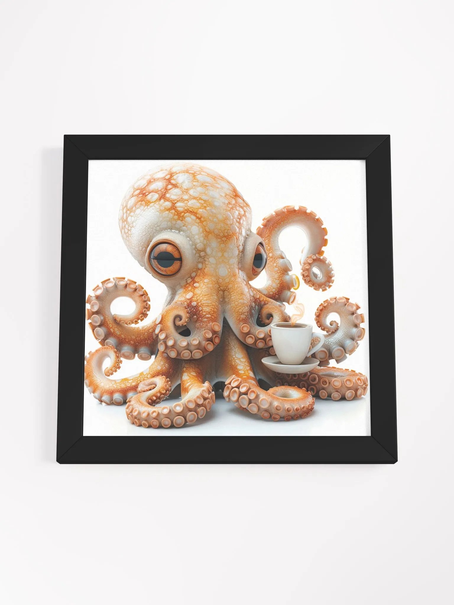 Coffee Lover Cute Orange Baby Octopus Wall Art product image (3)