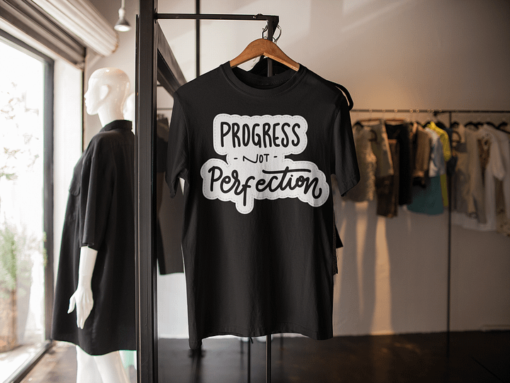 Progress Not Perfection Black Unisex T-Shirt product image (2)