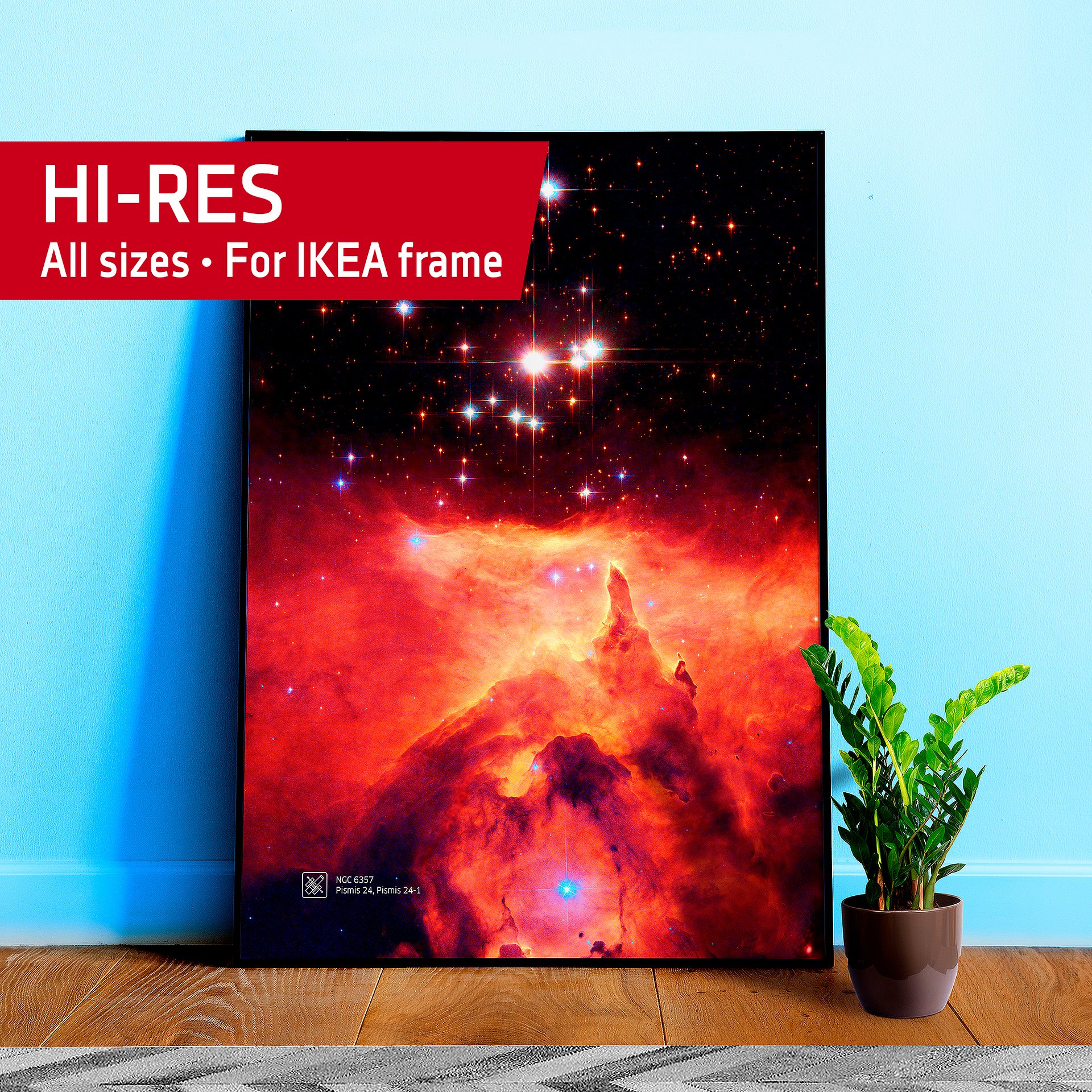 Pismis 24, emission nebula NGC 6357, NASA Hubble Space Telescope — Hi-Res Space poster, science poster, space photo product image (1)