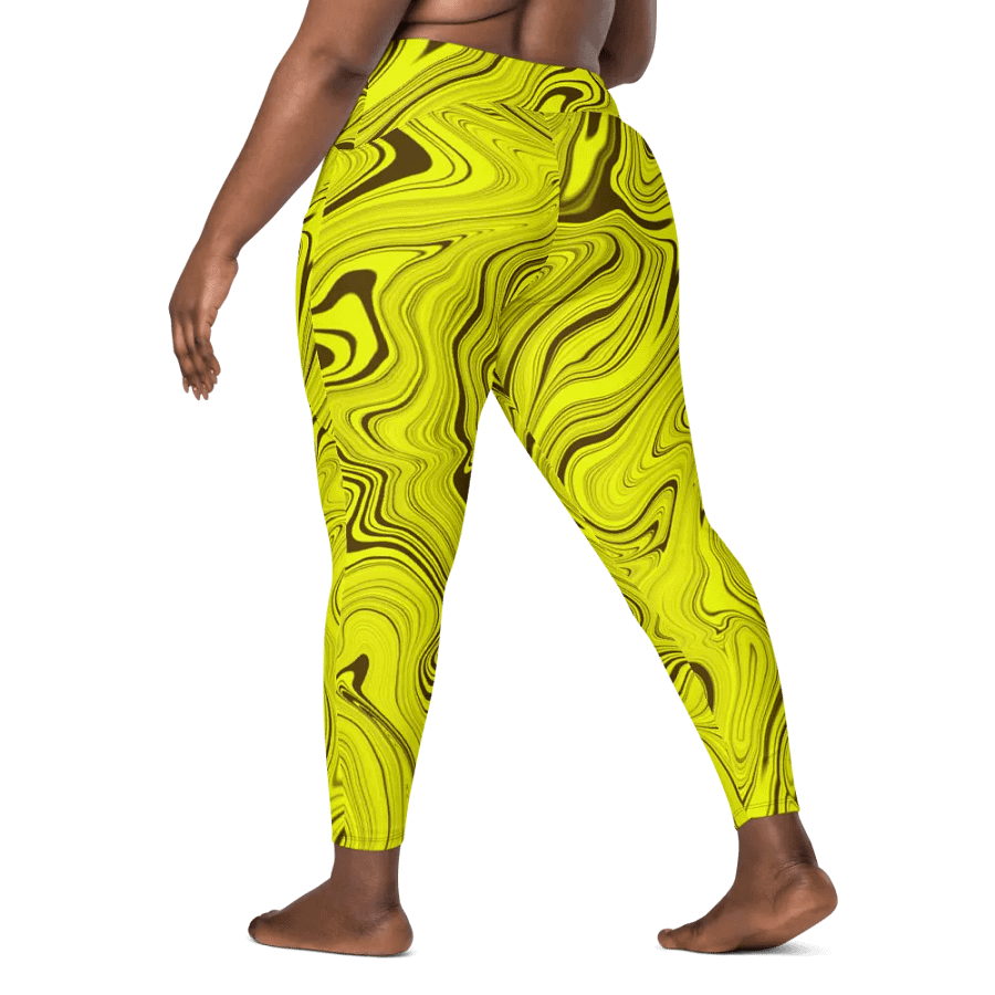 Leggings with Pockets - Yellow Liquid Swirls product image (9)
