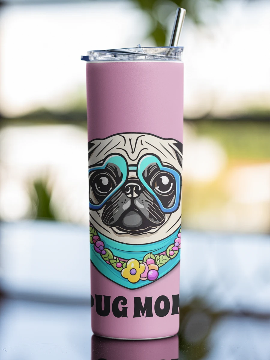 Retro Pug Mom Stainless Steel Tumbler With Straw - purple product image (7)