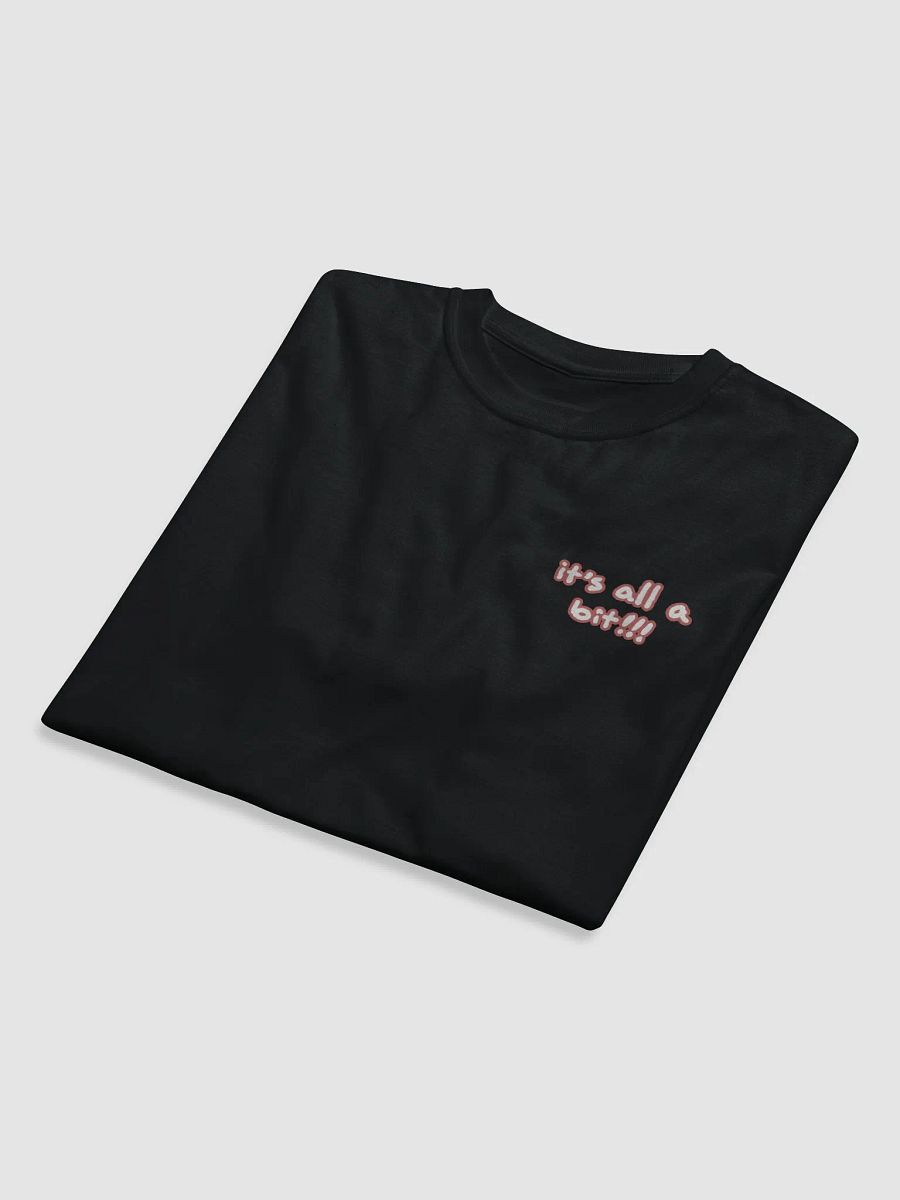 “It’s all a bit!!!” (sm. lined design, #CB5F5F) unisex eco tee product image (8)