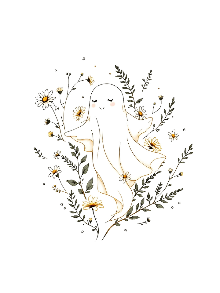 23 Simple and Elegant Floating Ghost Clipart with Floral Design - Clean Line Art Collection for Halloween Decor and Projects product image (2)