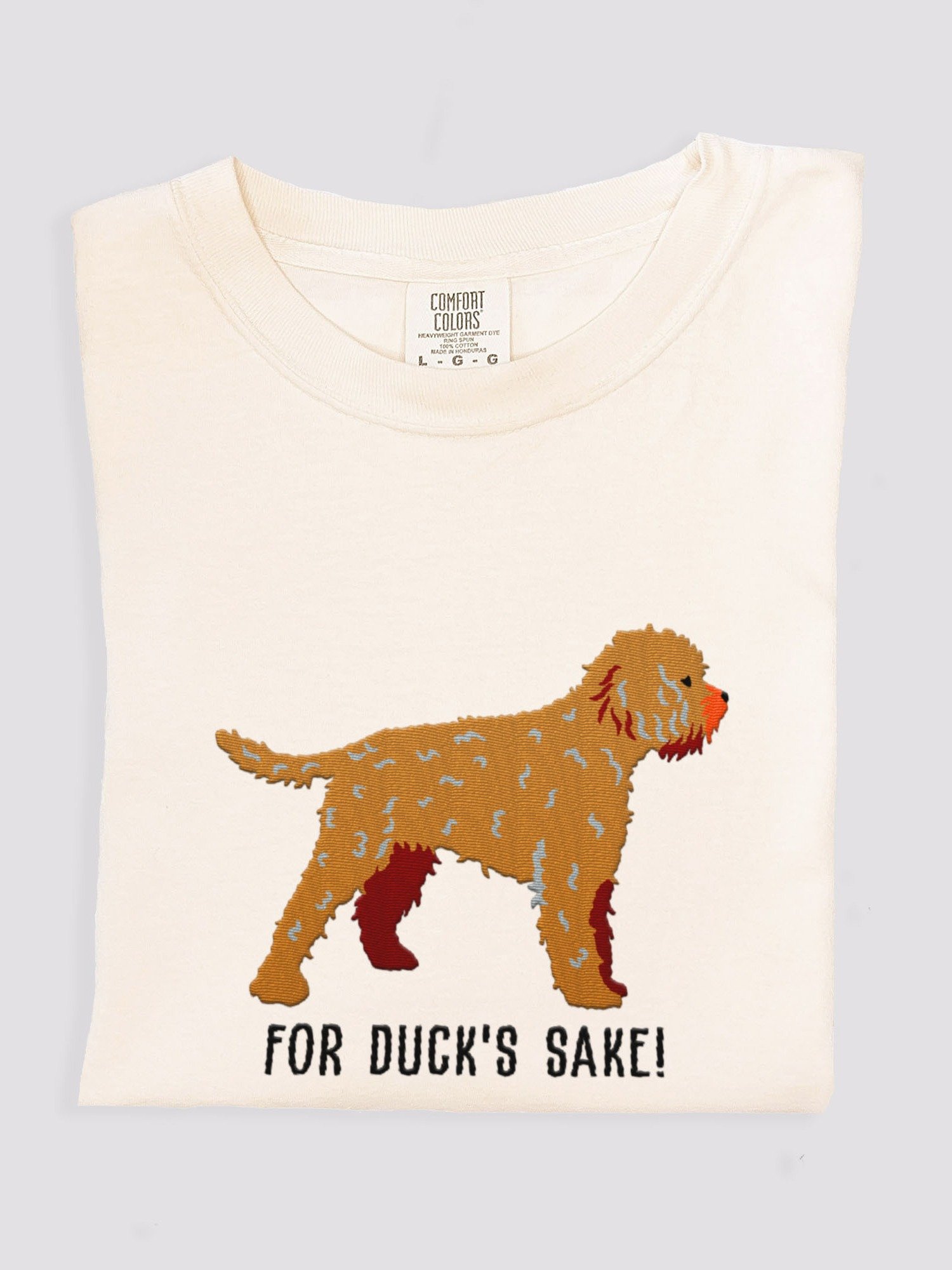 For Duck's Sake! T-Shirt(Embroidered) of a Lagotto Romagnolo(Tan) product image (1)