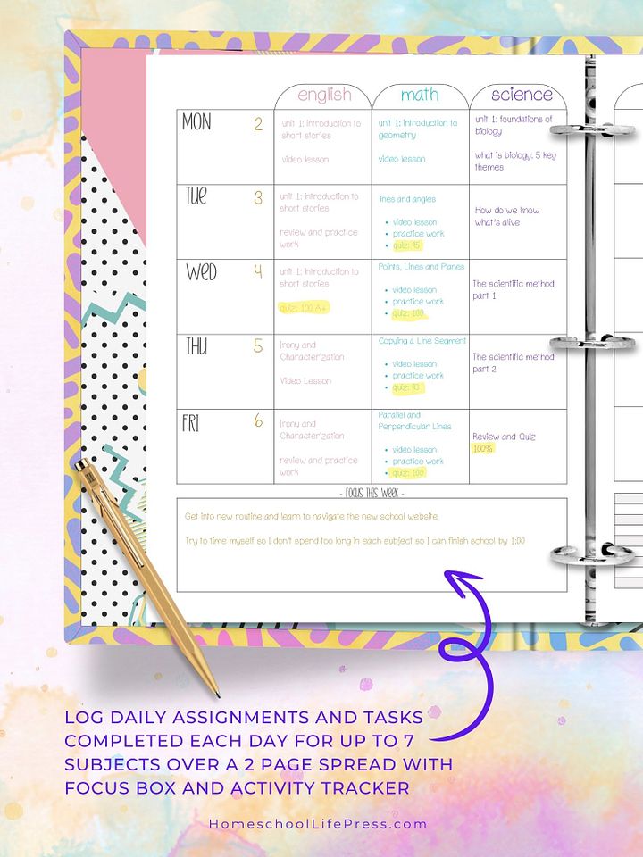 Homeschool Student Planner For Girls Undated product image (2)