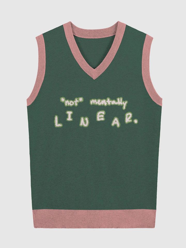 *not* mentally linear. (lg. lined design, pink and green) knitwear vest product image (3)