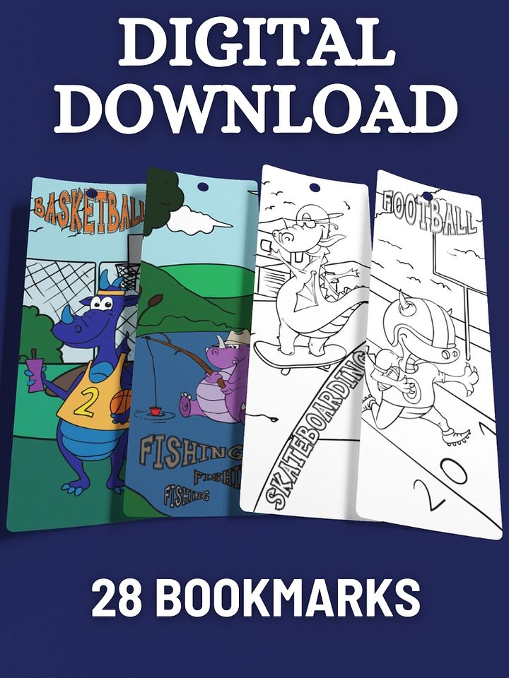 Printable Dragons Playing Sports Coloring Bookmarks - 2