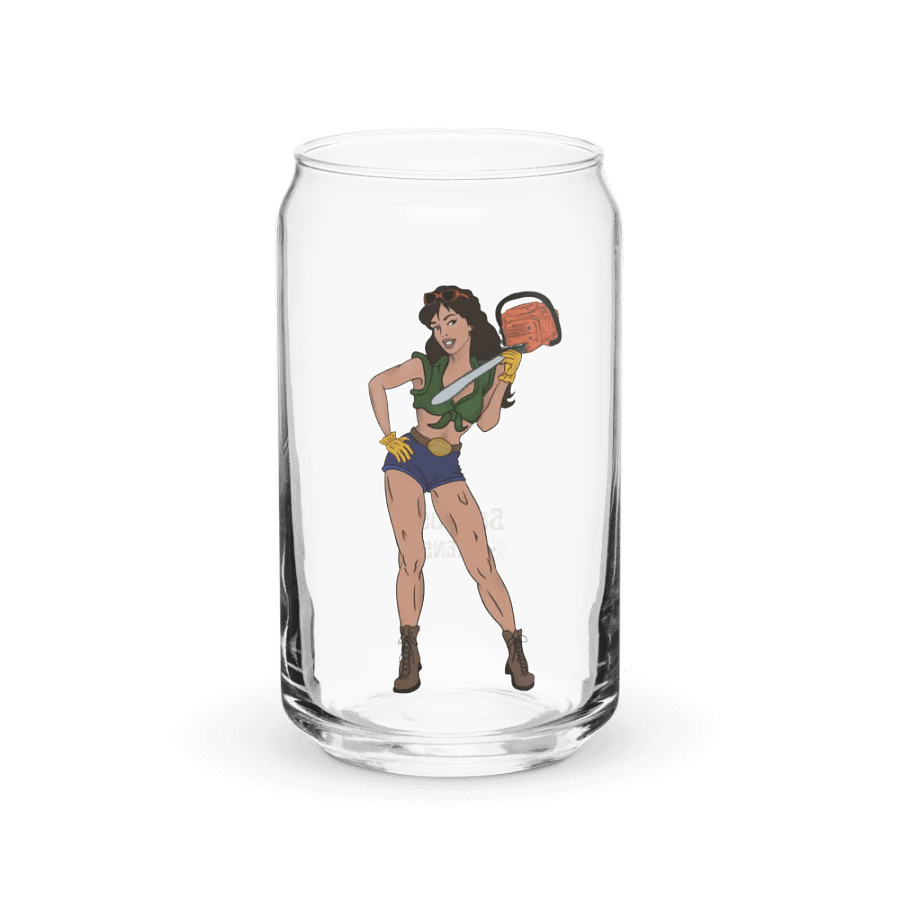 Brunette Chainsaw Betty Pinup Glass product image (3)