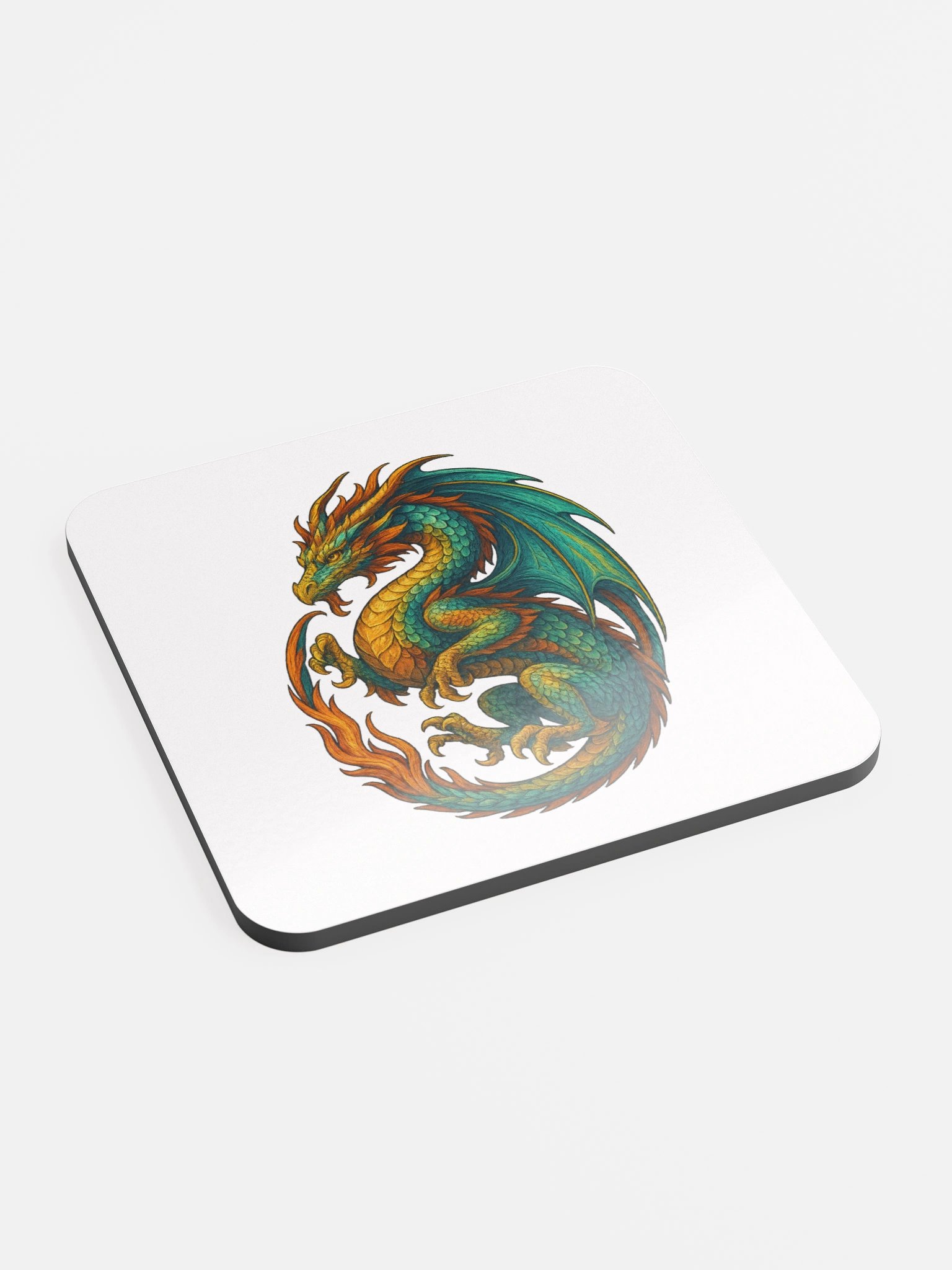 🔥 Colourful Dragon Coaster – On Burgundy Flame 🔥 product image (2)