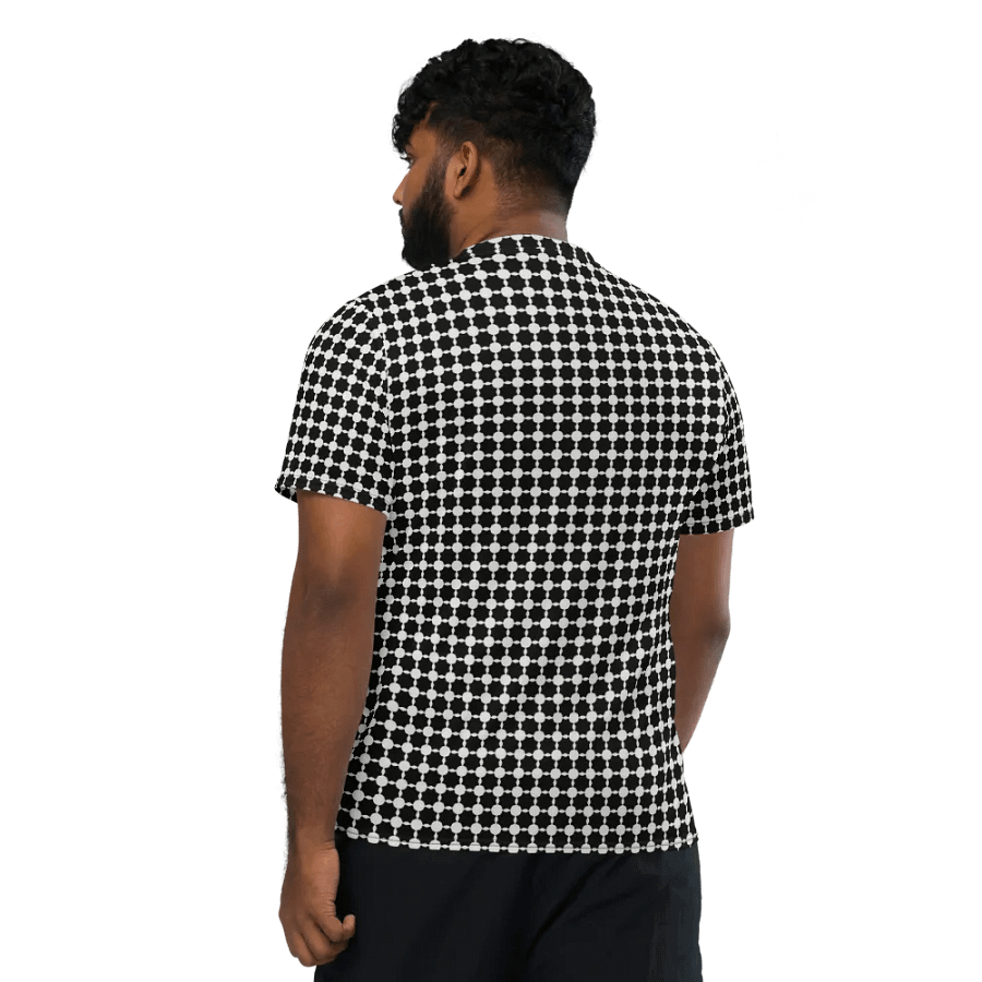 Abstract Black and White Chain Unisex V Neck Sports Jersey product image (3)