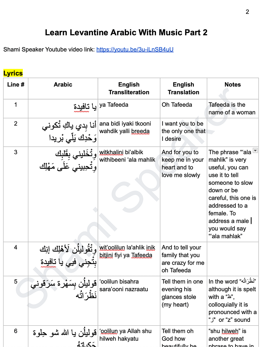 Learn Levantine Arabic With Music Part 2 product image (2)
