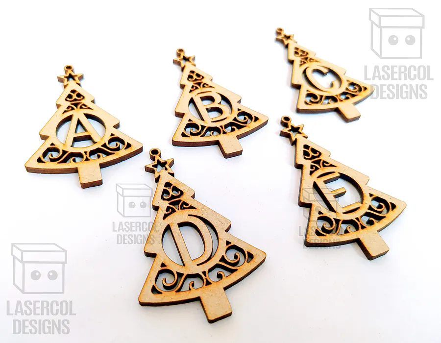 Monogram Christmas Tree Ornaments - Laser Cut Files product image (5)