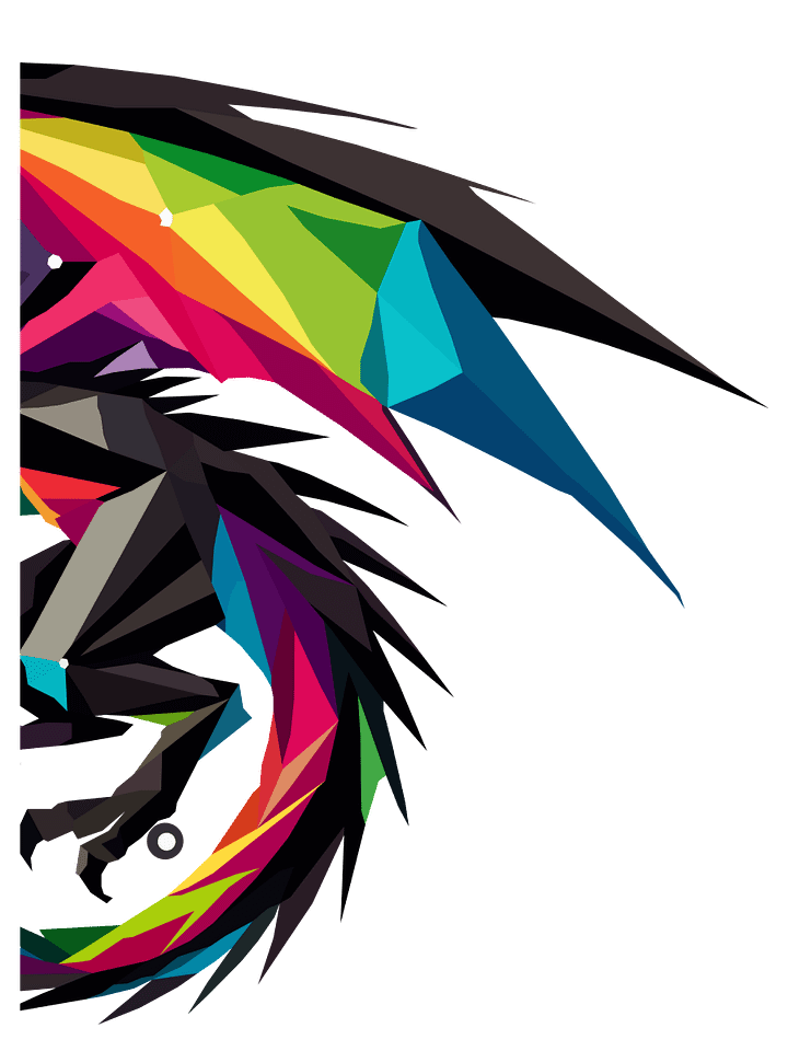 Free Geometric Dragon PNG Art - Transparent Background, Vibrant Low Poly Illustration product image (2)