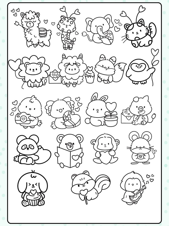 Love & Snuggles | Kawaii Animals Sharing Love Coloring Book product image (2)