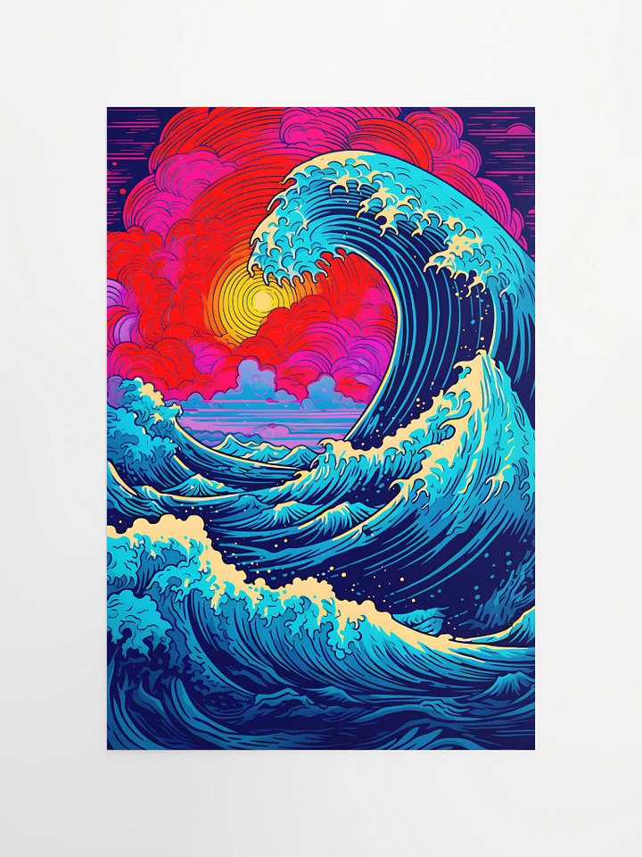 Vibrant Surge: A Modern Take on The Great Wave Aquatic Nautical Illustration Matte Poster product image (2)