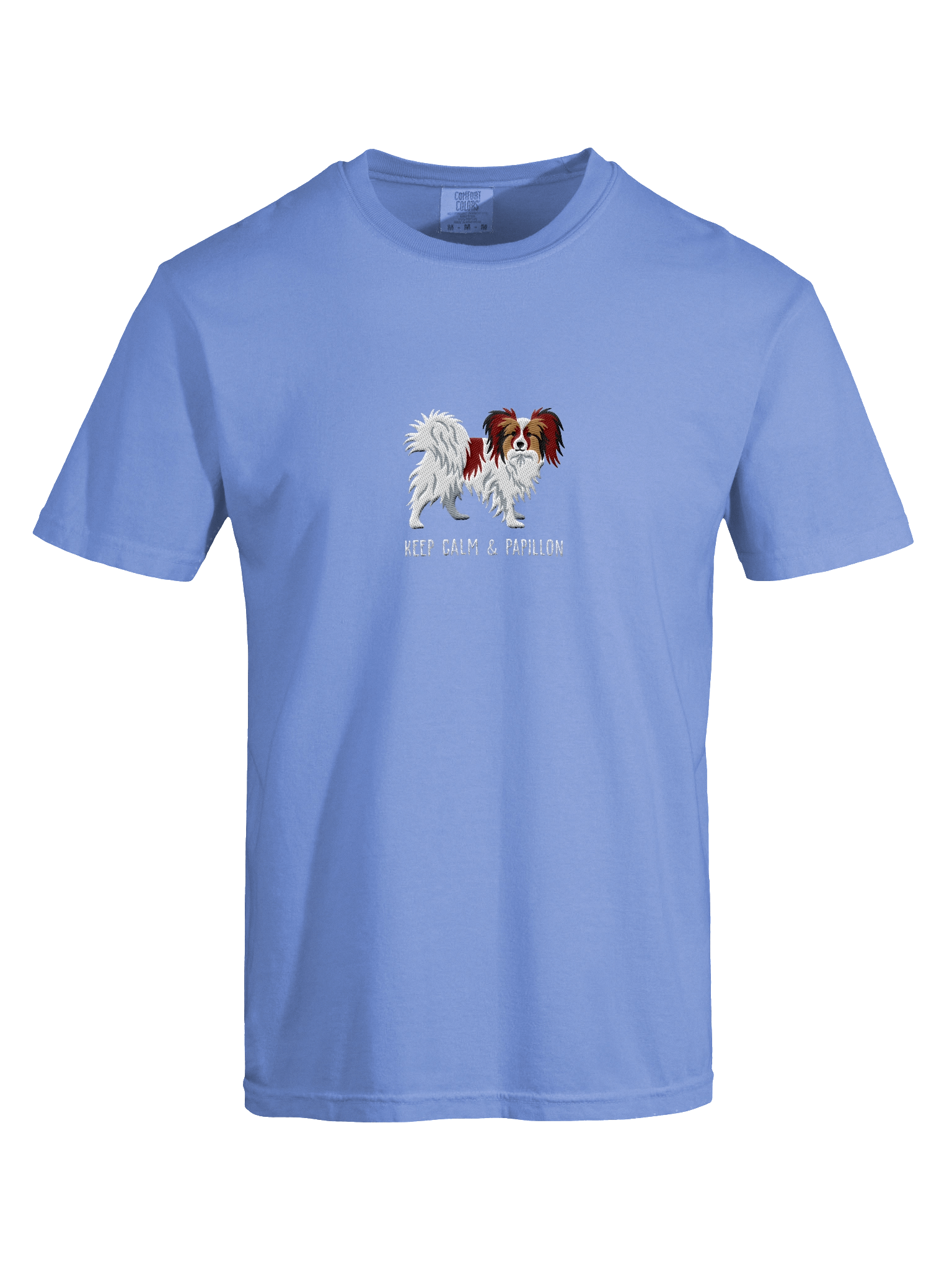 Keep Calm & Papillon T-Shirt(Embroidered) of a Papillon(Chocolate & White) product image (37)