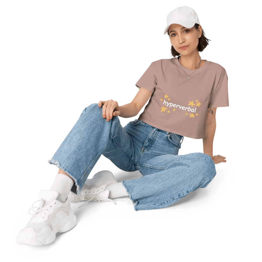 hyperverbal (comic sans with stars) printed crop top product image (52)