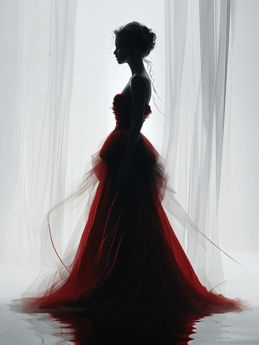 Elegant Red Dress Silhouette Poster product image (1)