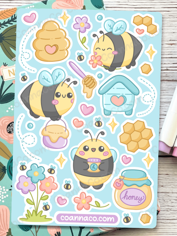 Bees Coloring Sticker Sheet product image (2)