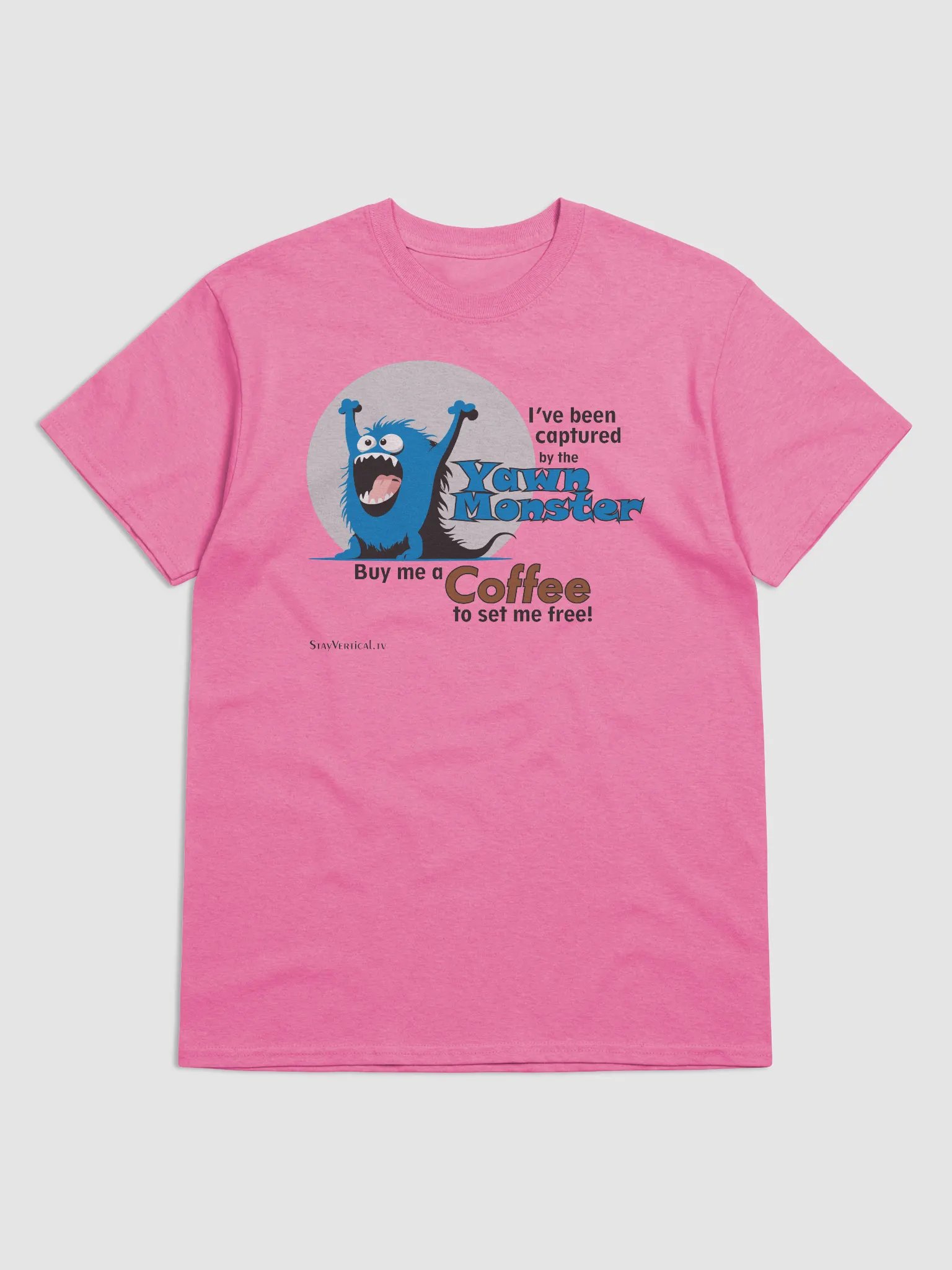 Blue Yawn Monster Buy Me a Coffee light color t-shirt product image (7)