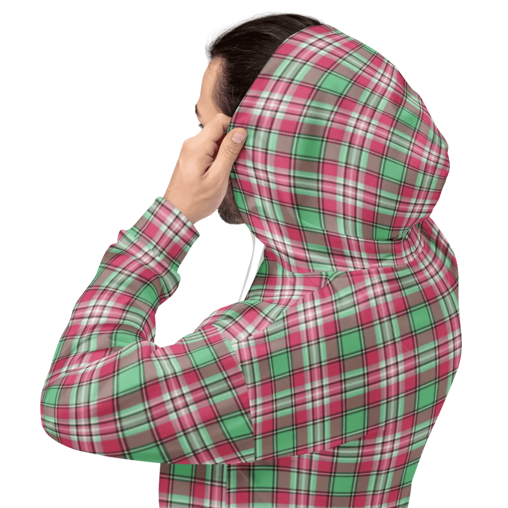 Mint Green and Pink Plaid Hoodie product image (8)