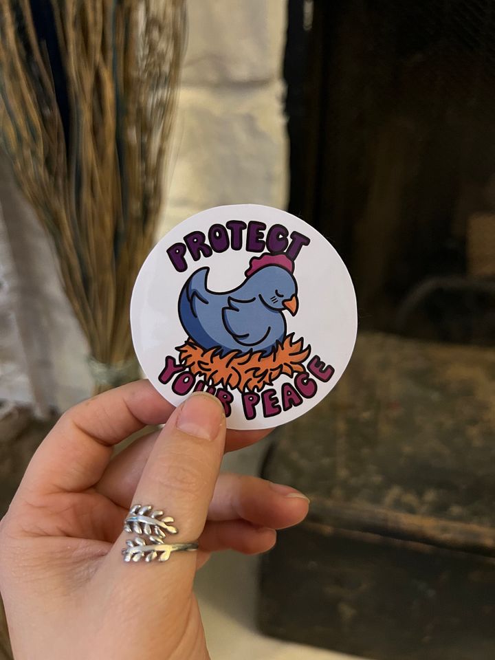 Protect Your Peace Blue 'Dew Chicken Vinyl Sticker product image (1)