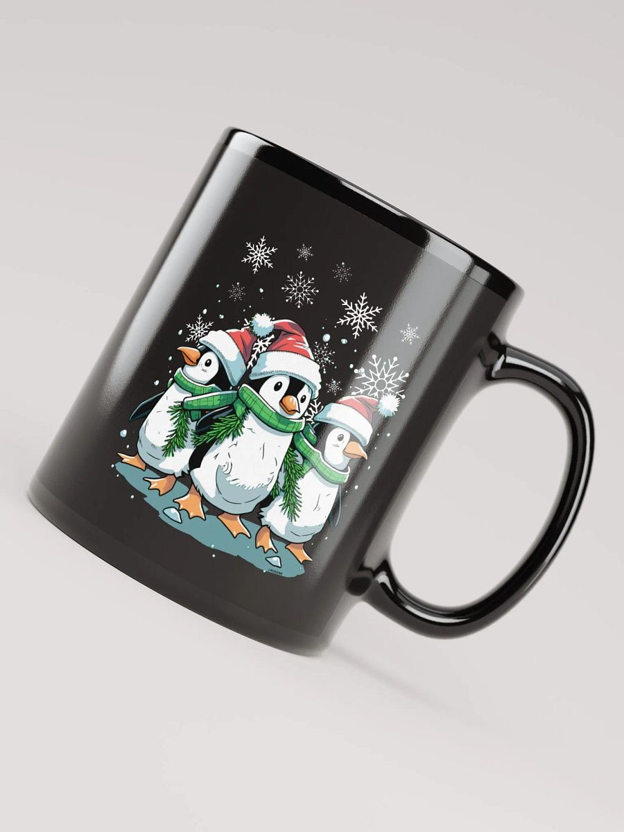 Santa Penguin Party Black Glossy Mug product image (7)