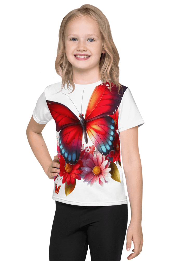 Vibrant Butterfly Paradise Red Unisex Tee product image (1)