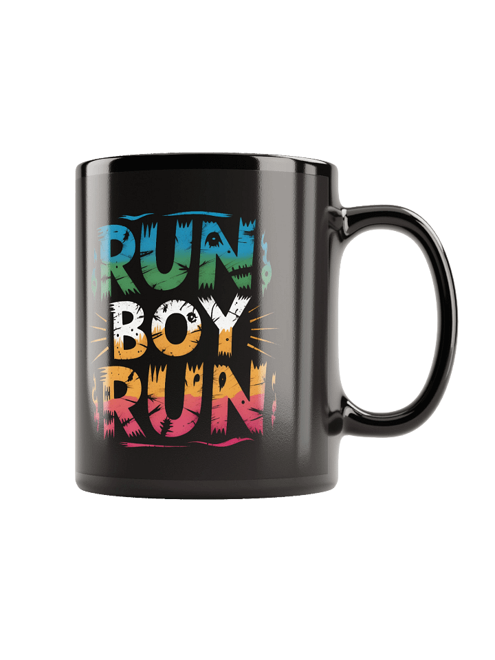 Run Boy Run Black Glossy Mug product image (1)