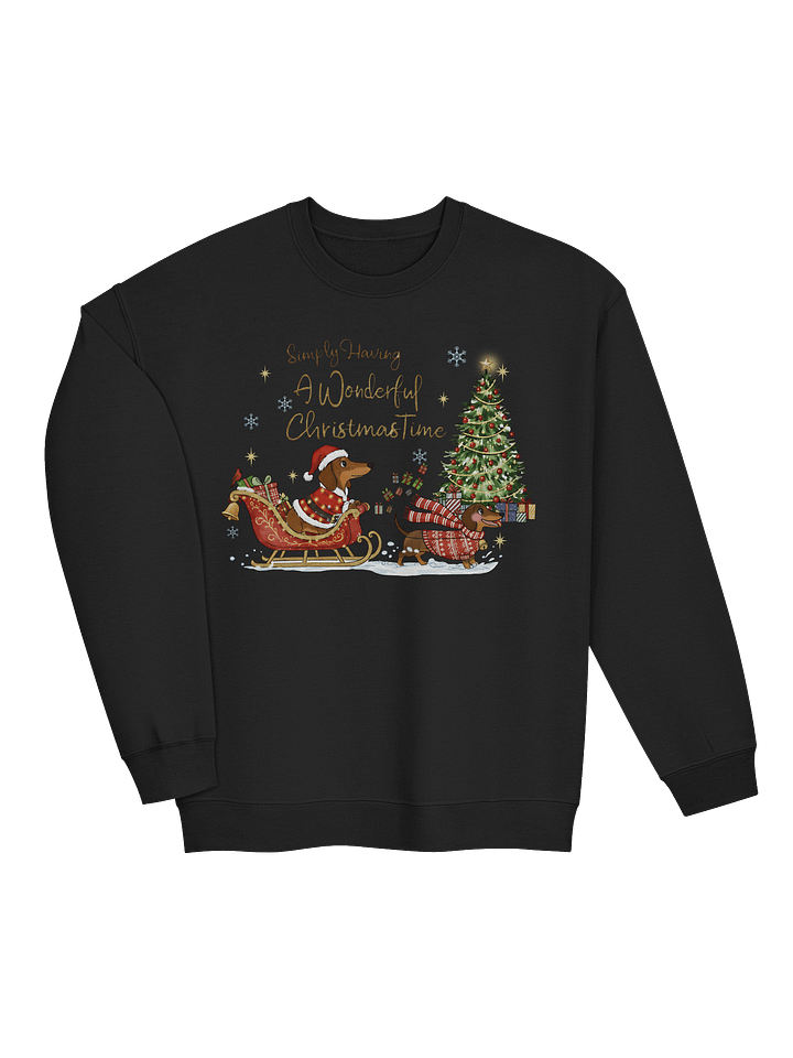 Simply Having A Wonderful Christmastime Dachshund Sweatshirt – Cute Holiday Sleigh Dog Design product image (2)