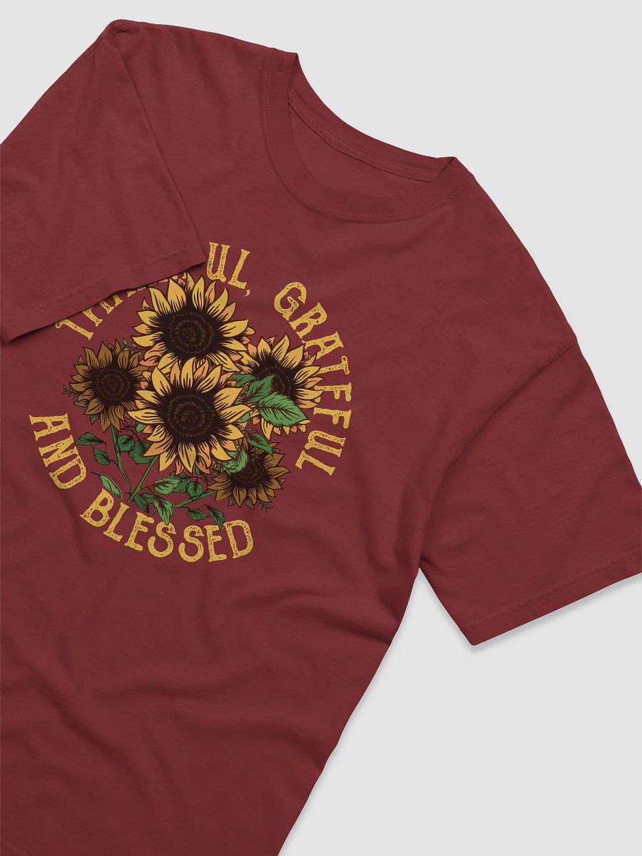 Thankful, Grateful, and Blessed Sunflower T-Shirt | Motivational Fall and Thanksgiving T-Shirt Design product image (10)