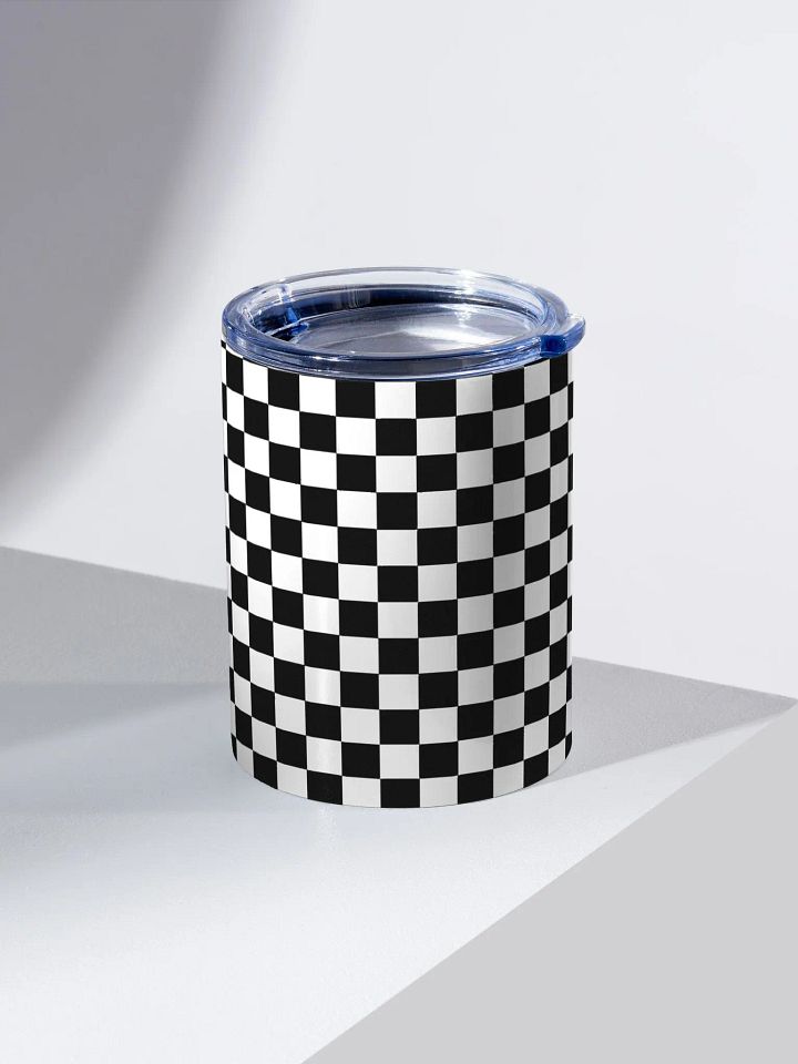 Checkered! Black and White Checkers 10 oz Stainless Steel Tumbler product image (2)