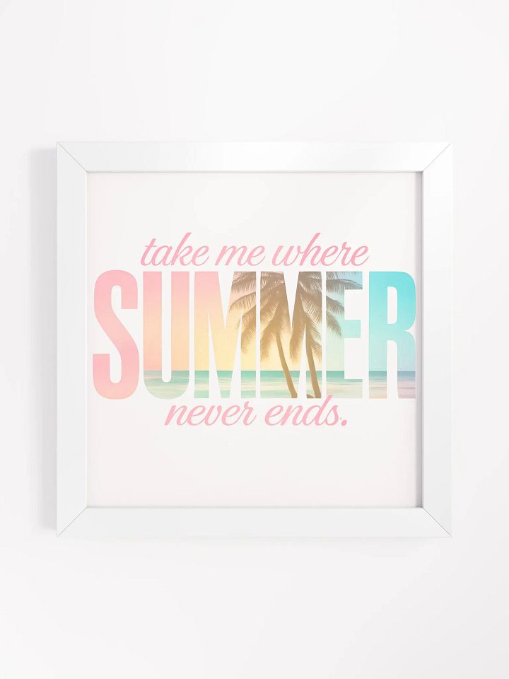 Take Me Where Summer Never Ends Wall Art – Tropical Beach Quote Print, Sunset Palm Tree Coastal Decor product image (3)