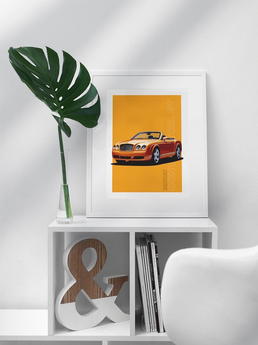 Luxurious Bentley Continental GT Poster, Sleek Convertible Sports Car Art, Exotic Automobile Illustration, Car Enthusiast Wall Decor product image (3)