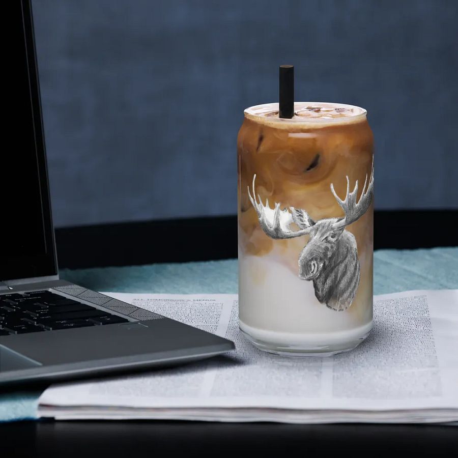 Moose Drawing Glass Can Cup product image (33)