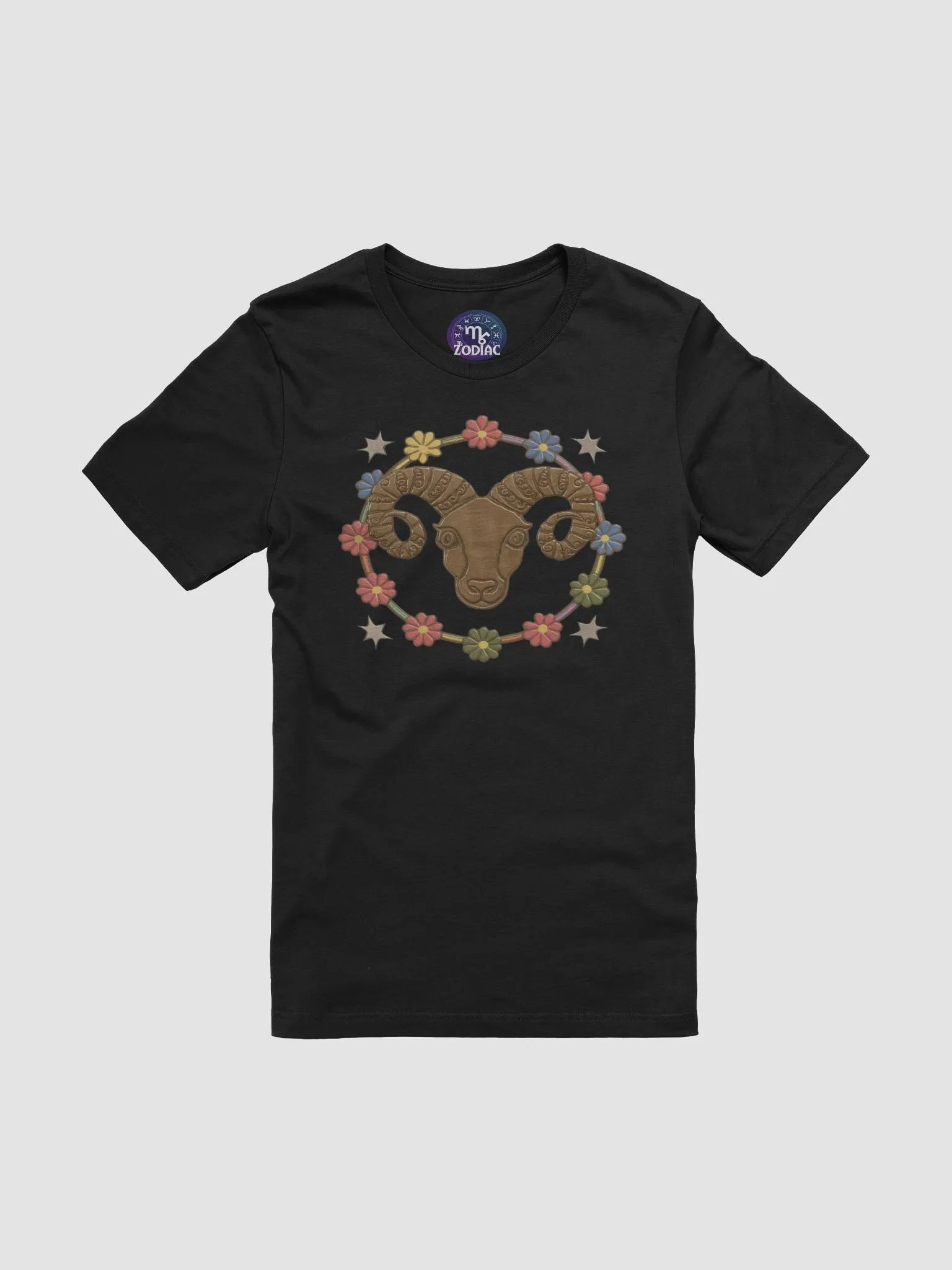 Exclusive Unisex Aries Zodiac T-Shirt - Floral Ram and Celestial Design | Perfect Gift for Astrology Enthusiasts product image (4)
