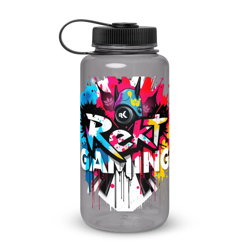 Rekt Gaming Splash Logo Wide Mouth Water Bottle