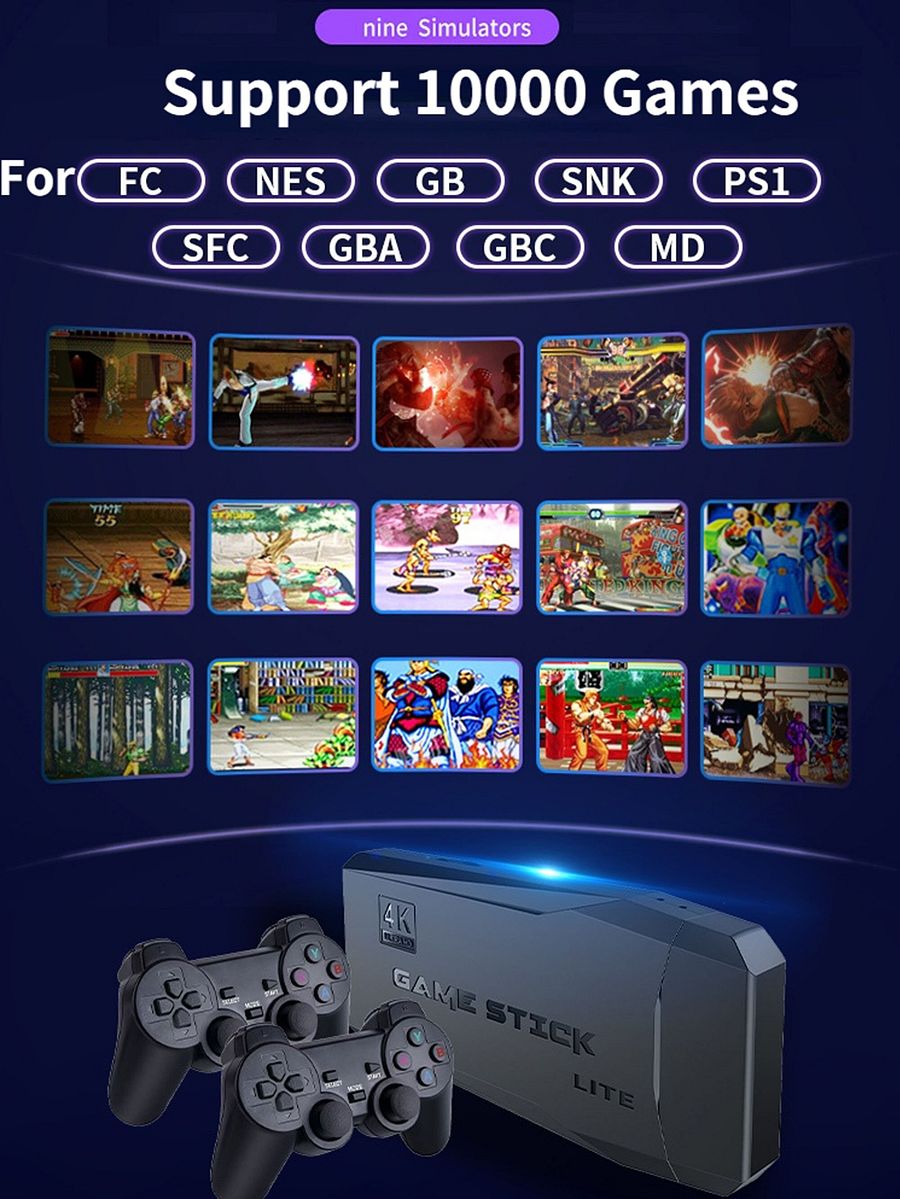 HDMI Video Game Console 64G Built-in 10000+ Games Retro Handheld Game Console Wireless Controller Game Stick For PS1/GBA Kid Gift product image (2)