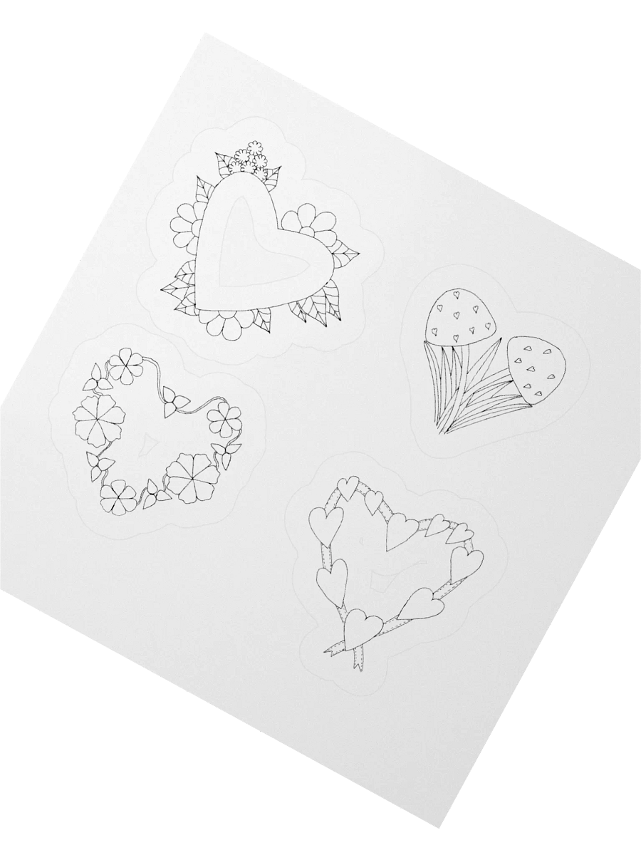 Four Lovely Hart, Kiss Cut Stickers (on a transparent background) product image (2)