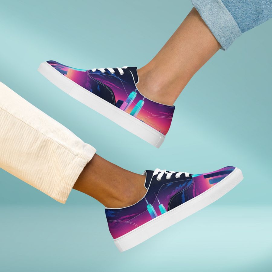 Vaporwave New York City All Over Print Canvas Shoes product image (3)