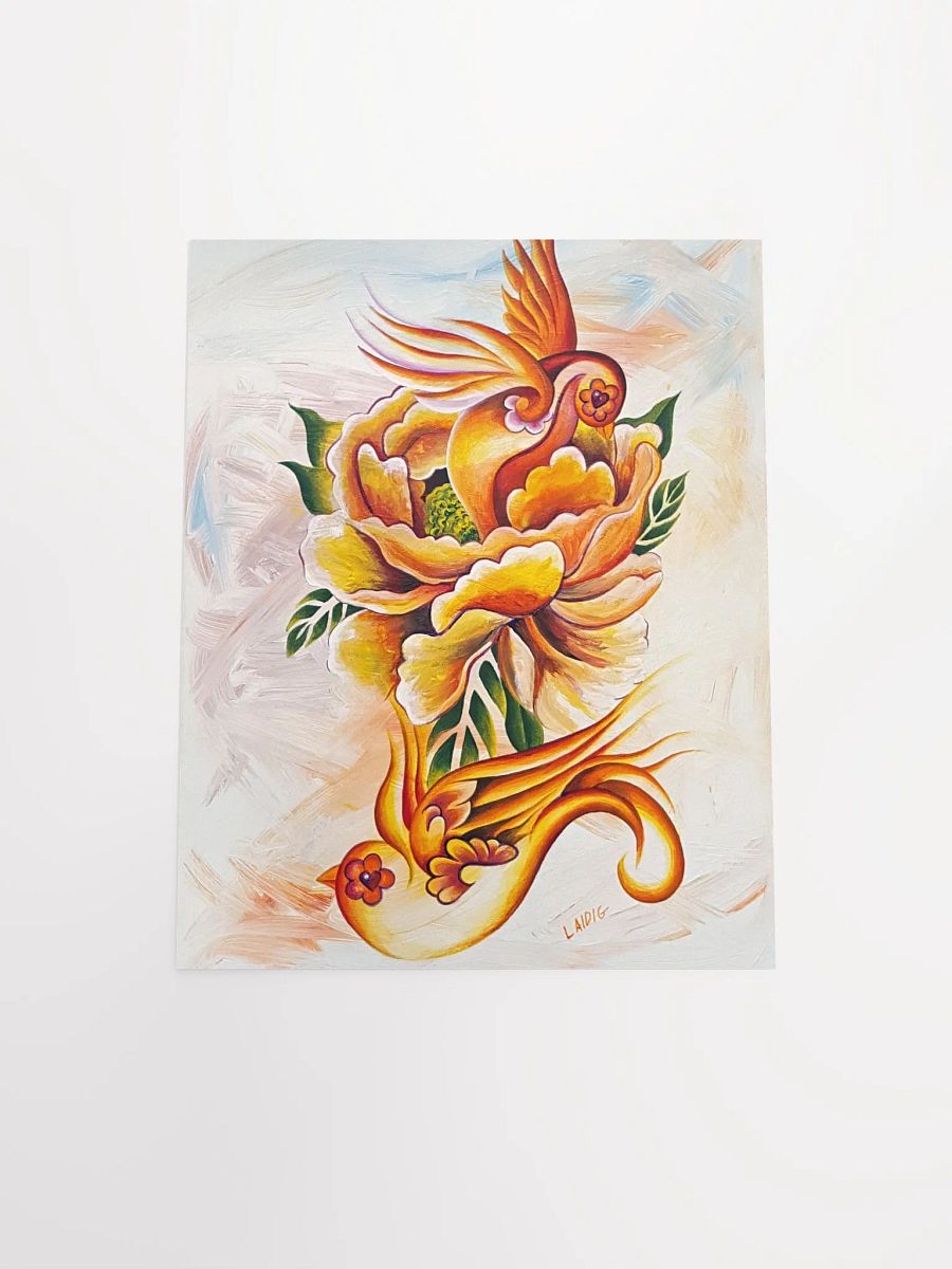 MONARCH ORANGE PEONY AND SPARROWS PRINT product image (13)