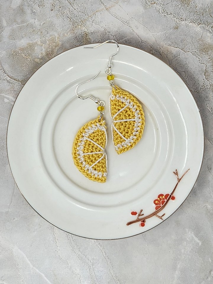 Crocheted Fruit Slice Earrings (Hypoallergenic) product image (2)