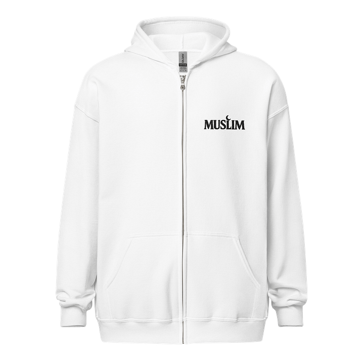 MUSLIM Signature White Zip Hoodie - UNISEX Embroidery product image (2)