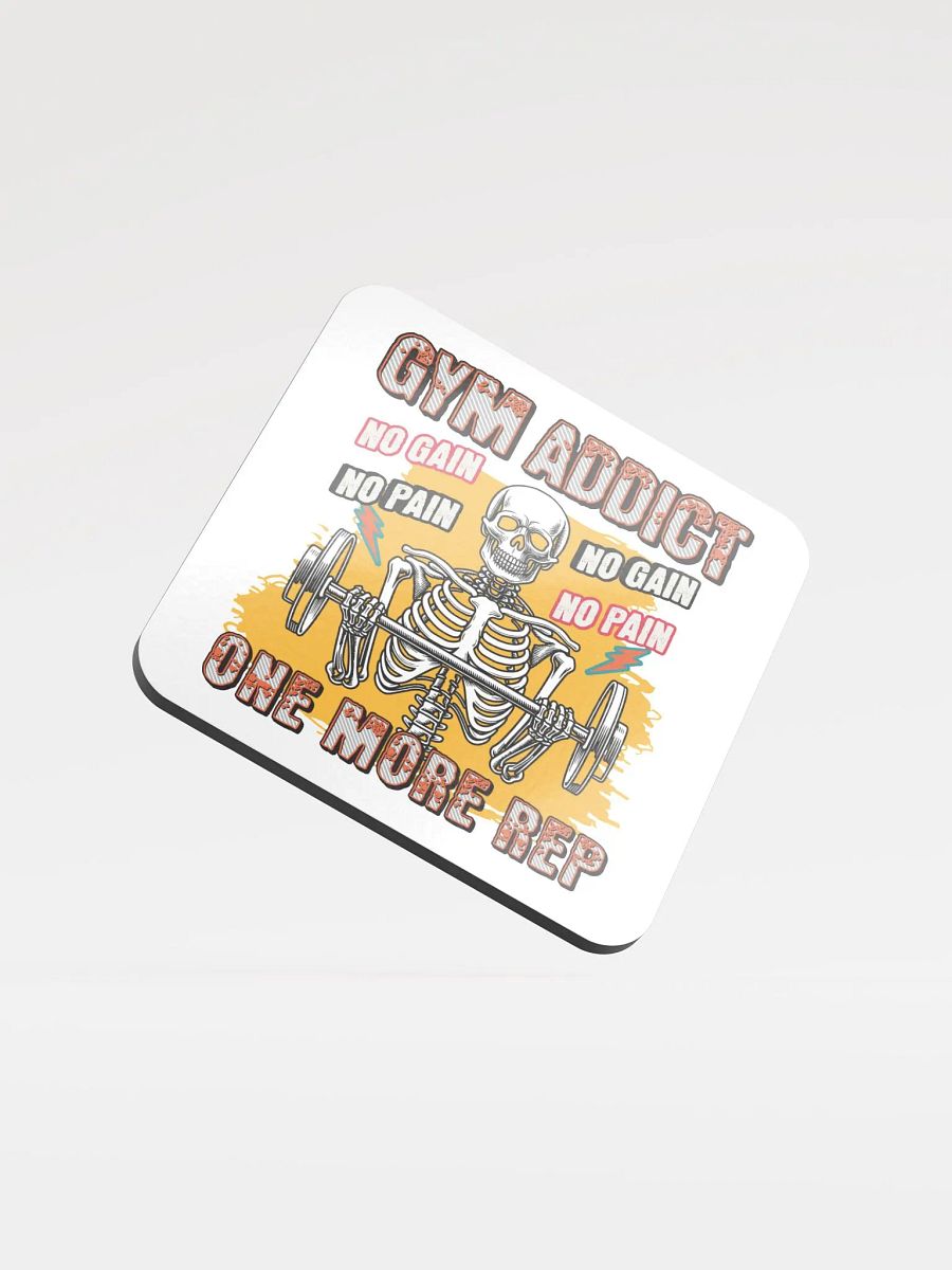 Gym Addict One More Rep Skeleton Motivational Fitness Cork Coaster product image (4)